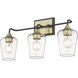Gladys 3 Light 23 inch Matte Black and Antique Brass Vanity Light Wall Light