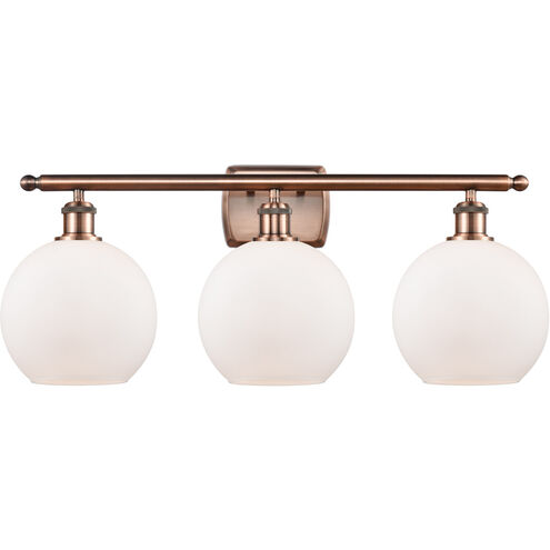 Ballston Athens LED 26 inch Antique Copper Bath Vanity Light Wall Light in Matte White Glass, Ballston