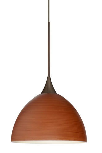 Brella 1 Light Bronze Pendant Ceiling Light in Cherry Glass, Halogen