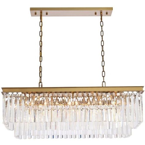 Sydney 12 Light 40 inch Satin Gold Linear Chandelier Ceiling Light in Clear