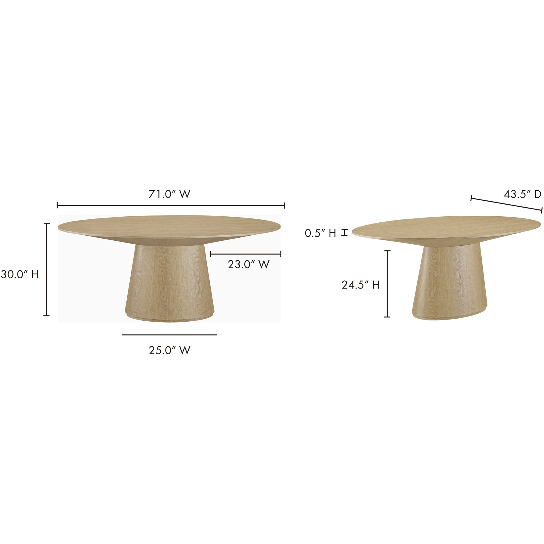 Moe s Home Collection KC 1007 24 Otago 71 X 43.5 inch Oak Dining