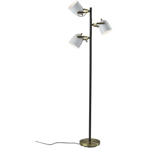 Casey 65 inch 40.00 watt Black and White with Antique Brass Tree Lamp Portable Light