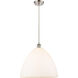 Ballston Dome LED 16 inch Brushed Satin Nickel Pendant Ceiling Light in Matte White Glass, Black Textured
