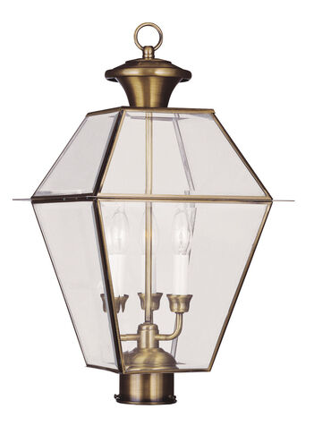 Westover 3 Light 21.5 inch Antique Brass Outdoor Post Top Lantern