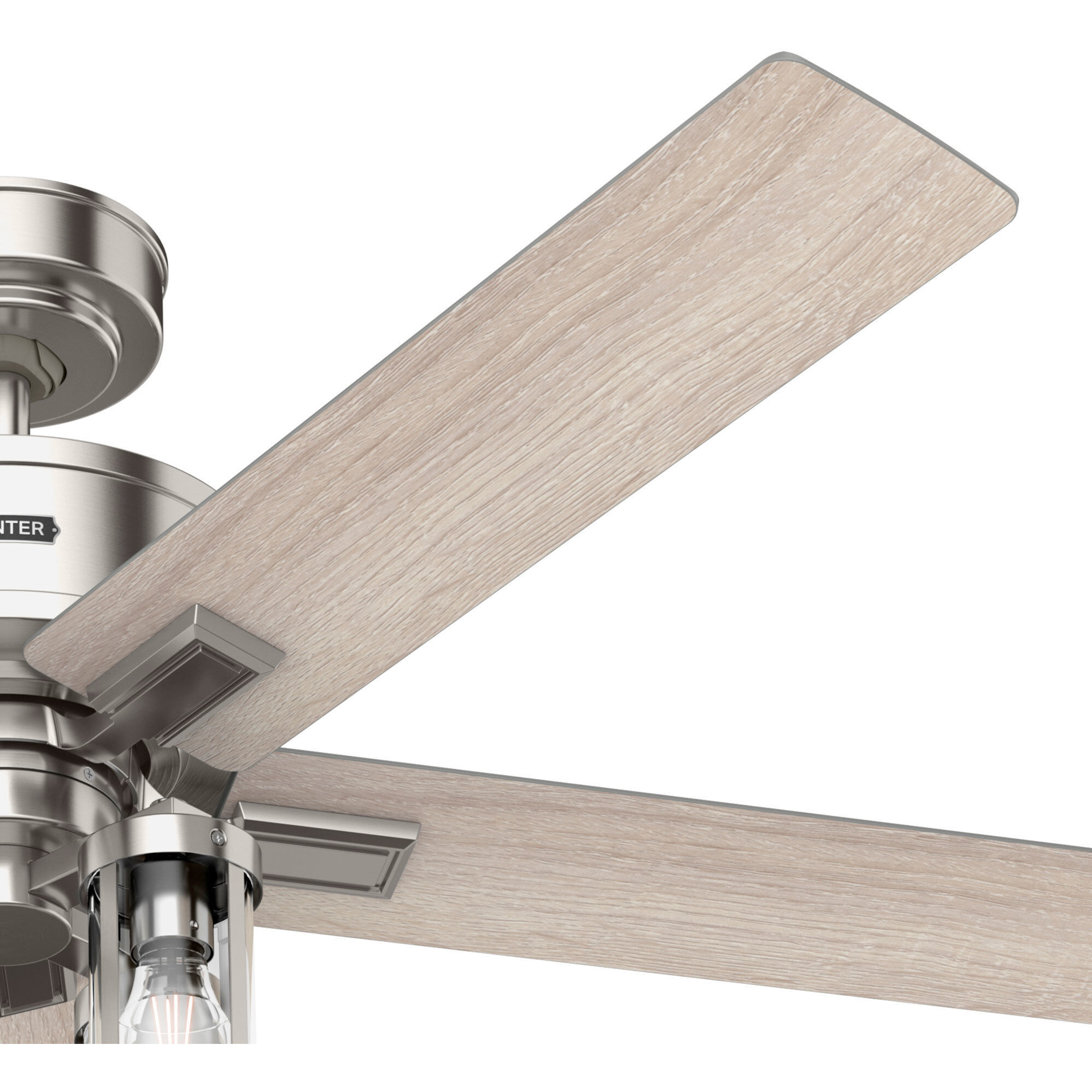 Astwood II 52 inch Brushed Nickel with Light Oak Blades Ceiling Fan