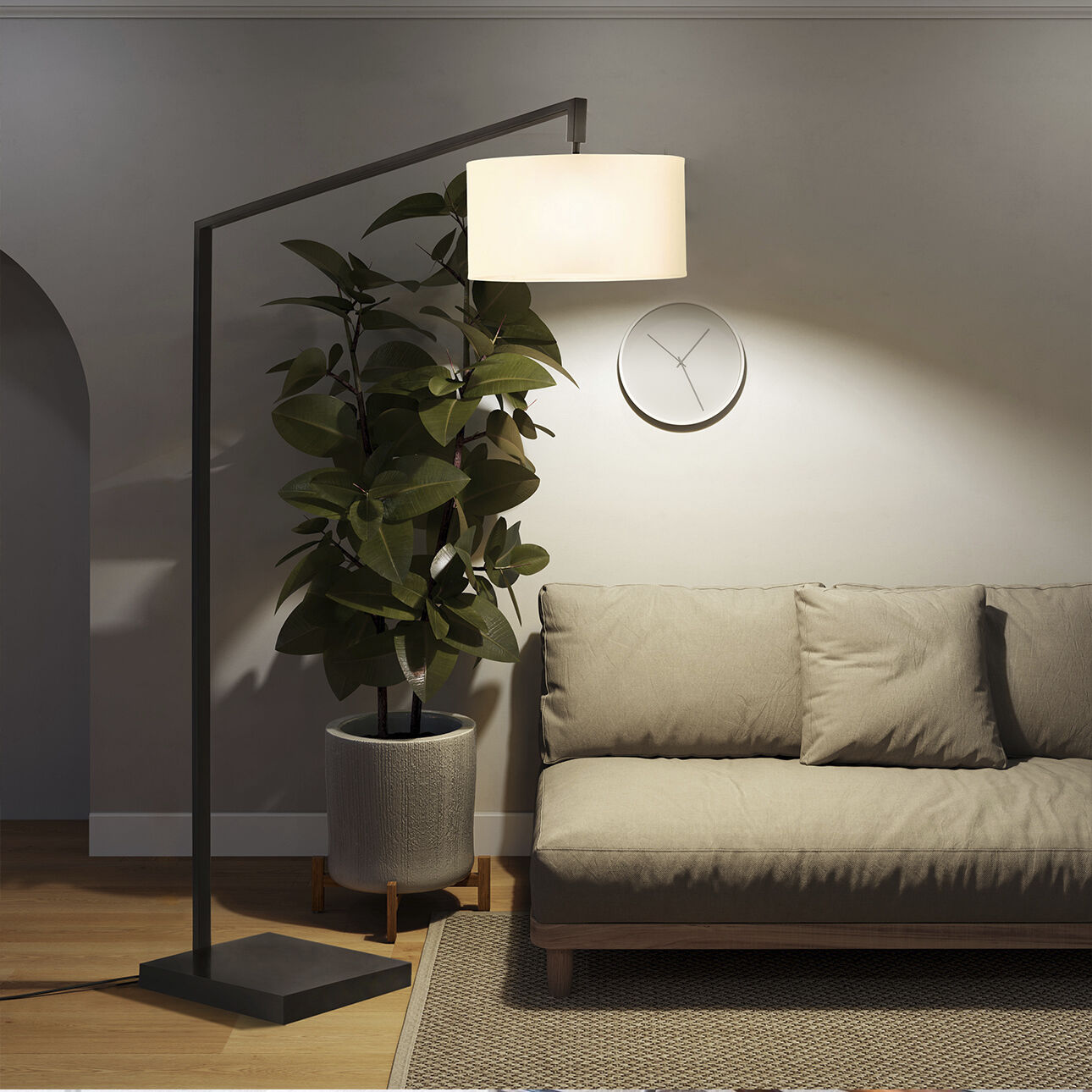 Stretch 75 inch 60.00 watt Matte Black Arc Floor Lamp Portable Light