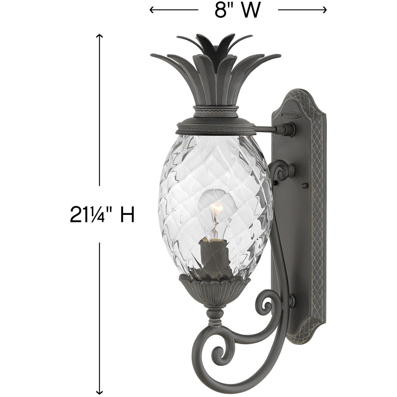 Hinkley 2120MB Plantation Outdoor Wall Mount Lantern in Museum Black