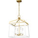 C&M by Chapman & Myers Carlow 4 Light 18 inch Matte White Chandelier Ceiling Light in Matte White / Burnished Brass