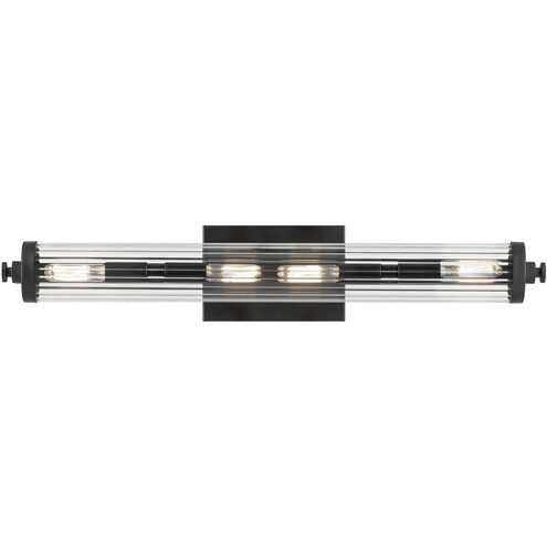 Azores 4 Light 25 inch Black Linear Bath Wall Light, Medium