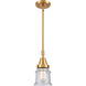 Franklin Restoration Small Canton LED 7 inch Satin Gold Mini Pendant Ceiling Light in Seedy Glass