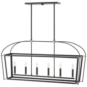 Selby LED 48 inch Black with Heritage Brass Indoor Linear Chandelier Ceiling Light