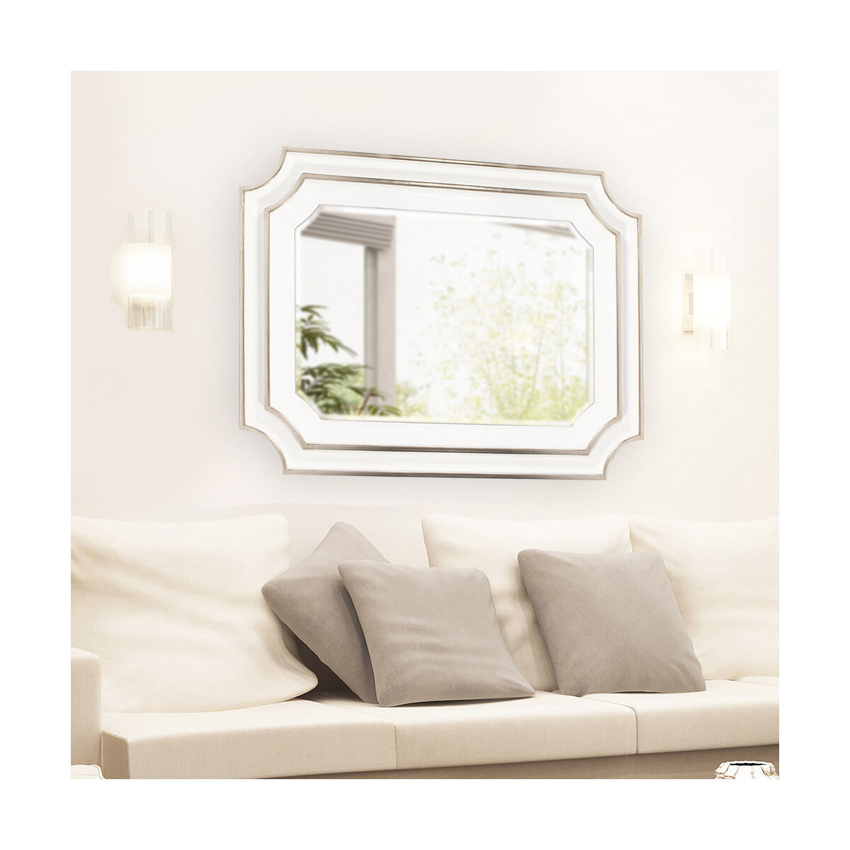 Dante 48 X 36 inch White Wall Mirror