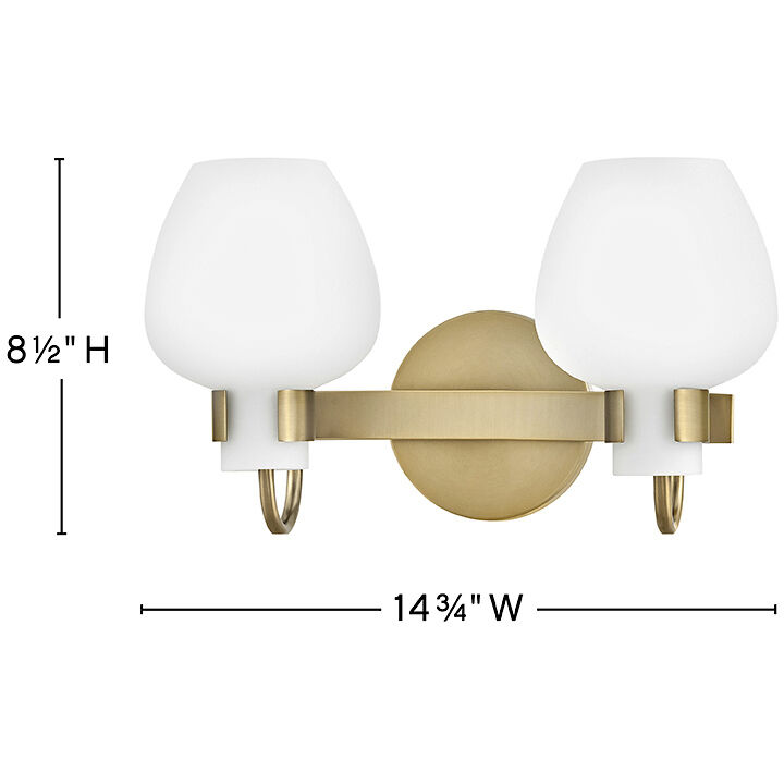 Sylvie 2 Light 14.75 inch Heritage Brass Bath Light Wall Light