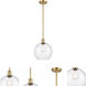 Ballston Large Athens LED 10 inch Satin Gold Pendant Ceiling Light in Seedy Glass, Ballston