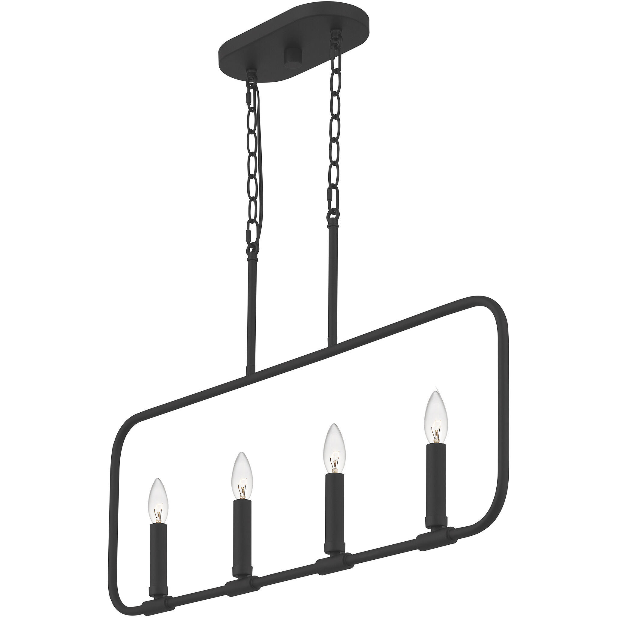 Abner 4 Light 32 inch Matte Black Linear Chandelier Ceiling Light