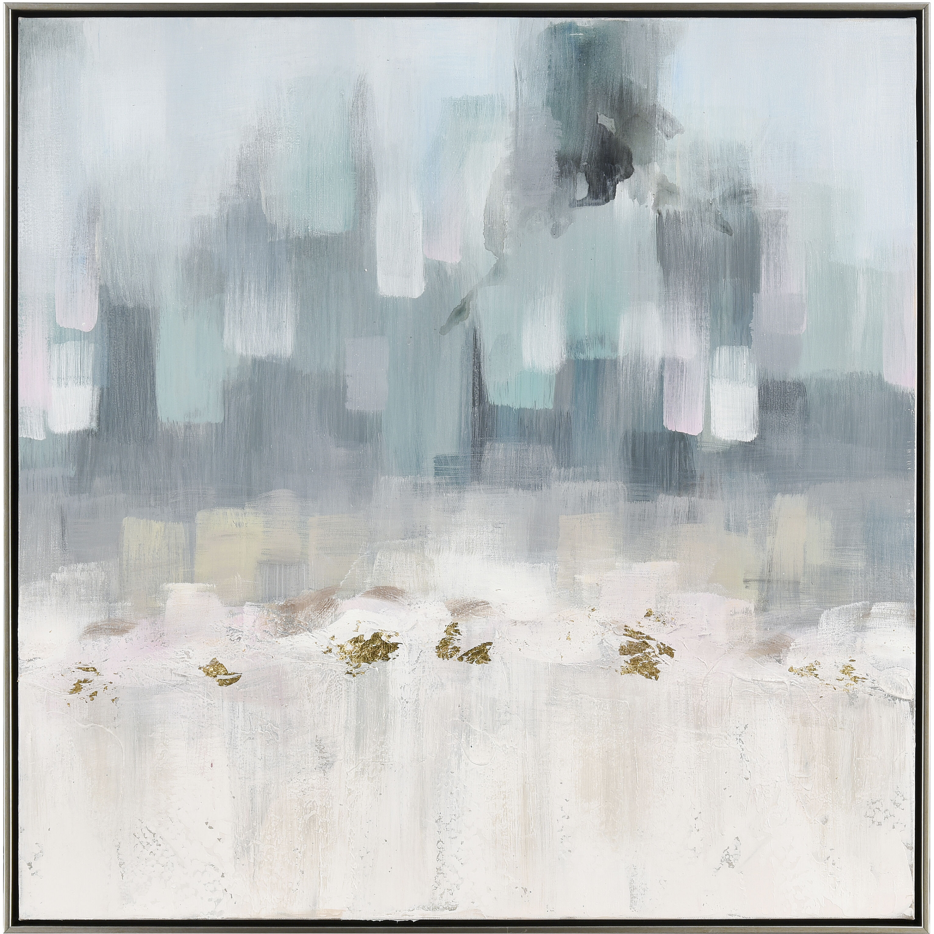 Remembrance Light Blue with Cream and Silver Framed Wall Art