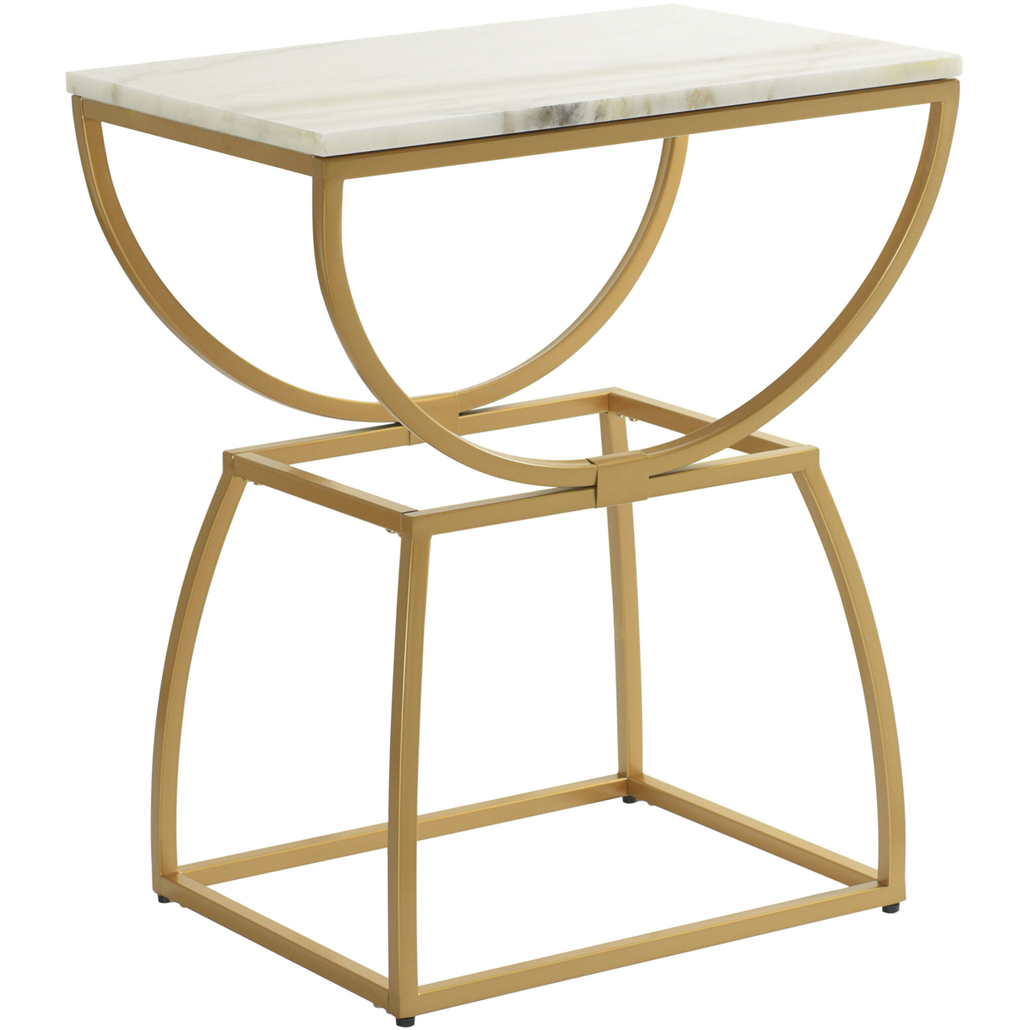 Loren 28 X 24 inch White and Gold Side Table