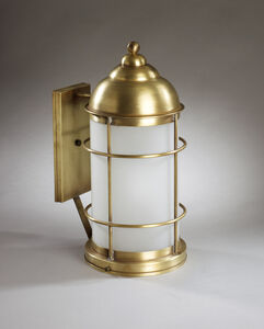 Nautical 1 Light 18 inch Dark Antique Brass Outdoor Wall Lantern in Frosted Glass, Medium