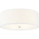 Textile Collection 4 Light 18 inch Brushed Nickel Flush Mount Ceiling Light in White, Classic Family
