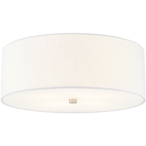 Textile Collection 4 Light 18 inch Brushed Nickel Flush Mount Ceiling Light in White, Classic Family