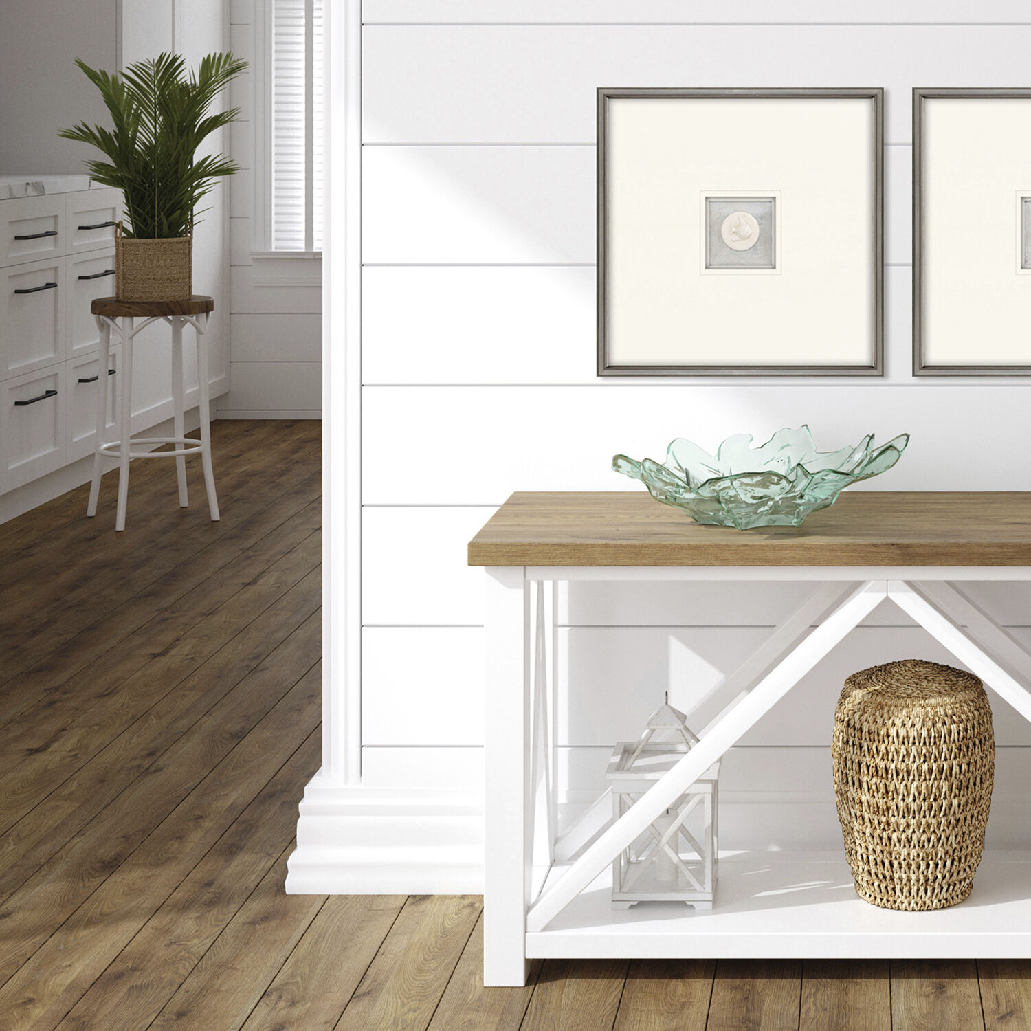 Animals White and Blue Framed Art