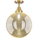 Beacon 1 Light 12 inch Satin Gold Flush Mount Ceiling Light in Mercury Glass