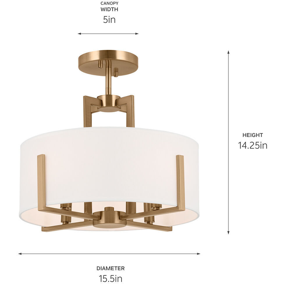 Malen LED 15.5 inch Champagne Bronze Semi Flush Mount Ceiling Light