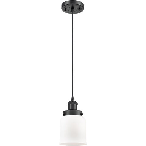 Ballston Small Bell 1 Light 5 inch Matte Black Mini Pendant Ceiling Light in Matte White Glass, Ballston