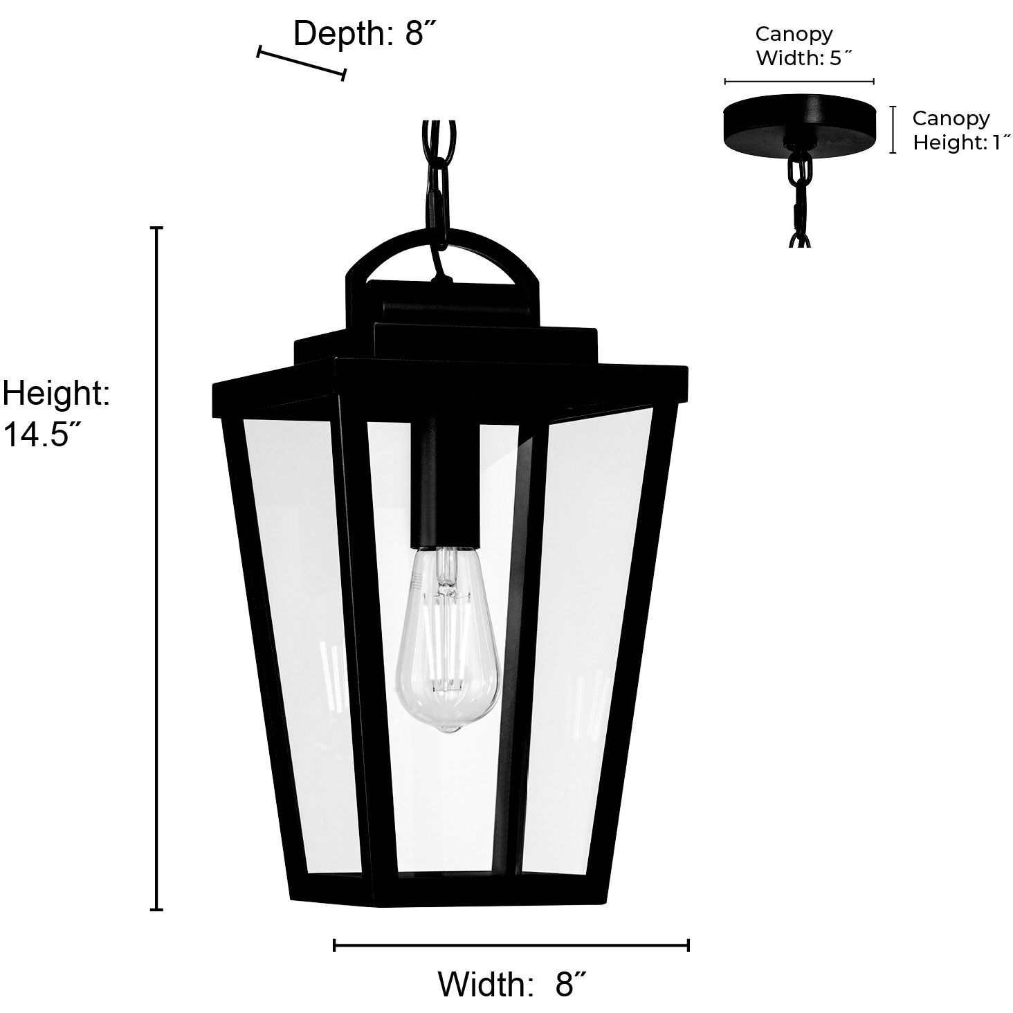 Brenwick 1 Light 8 inch Powder Coated Black Outdoor Hanging Pendant