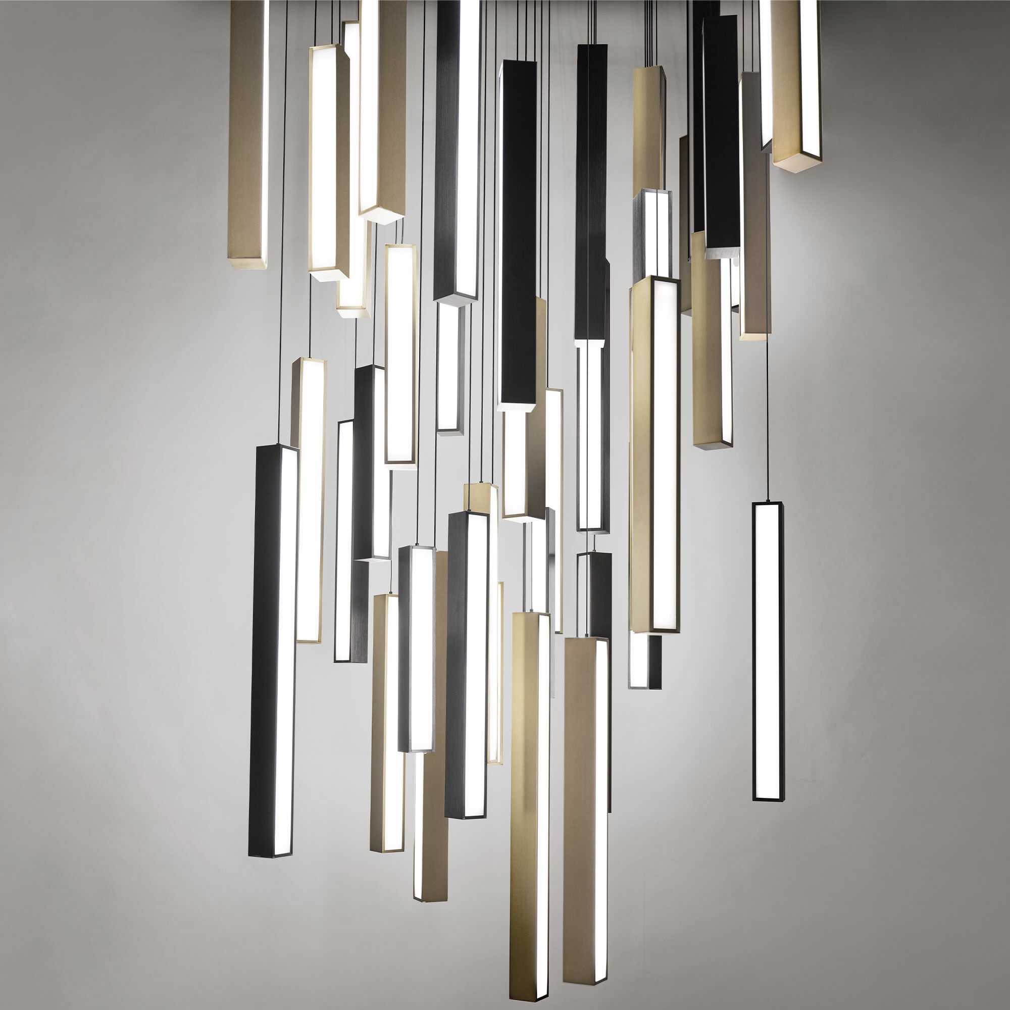 Chaos 41 Light 36 inch Black Aged Brass Multi-Light Pendant Ceiling Light