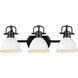 Duncan 3 Light 25 inch Matte Black Bath Vanity Wall Light in Matte White
