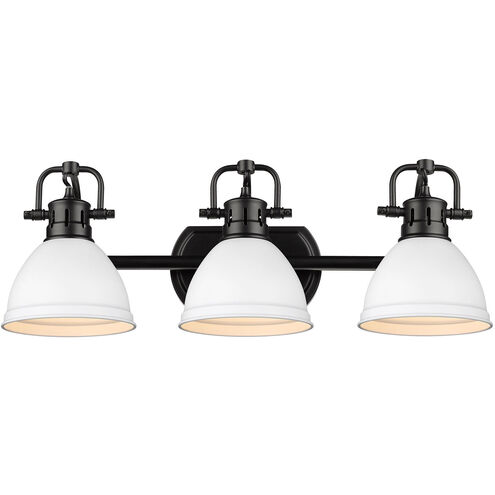 Duncan 3 Light 25 inch Matte Black Bath Vanity Wall Light in Matte White