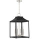 Contemporary 4 Light 15.25 inch Matte Black with Polished Nickel Pendant Ceiling Light