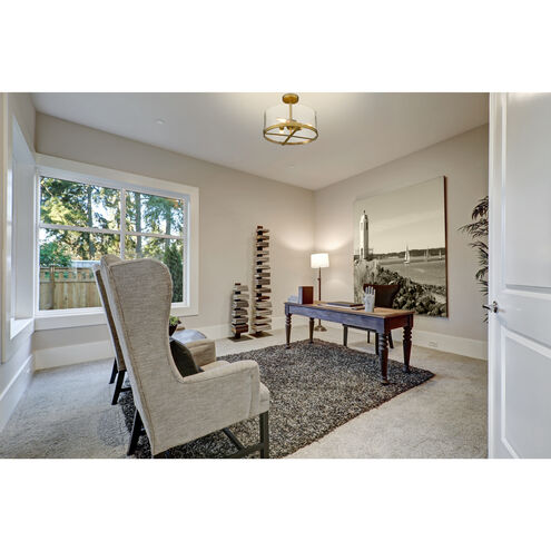 Callista 3 Light 16.5 inch Rubbed Brass Semi Flush Mount Ceiling Light