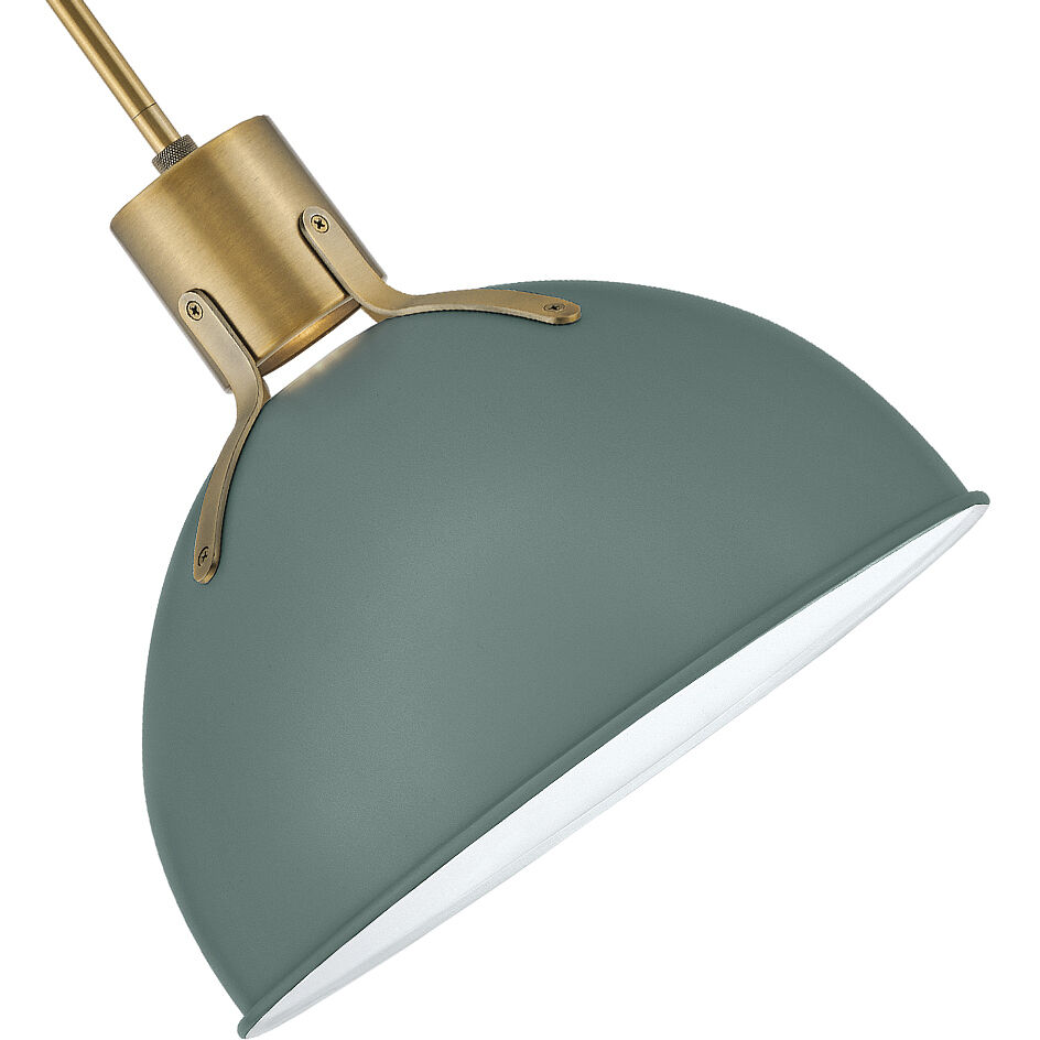 Argo LED 14 inch Sage Green with Lacquered Brass Indoor Pendant Ceiling Light