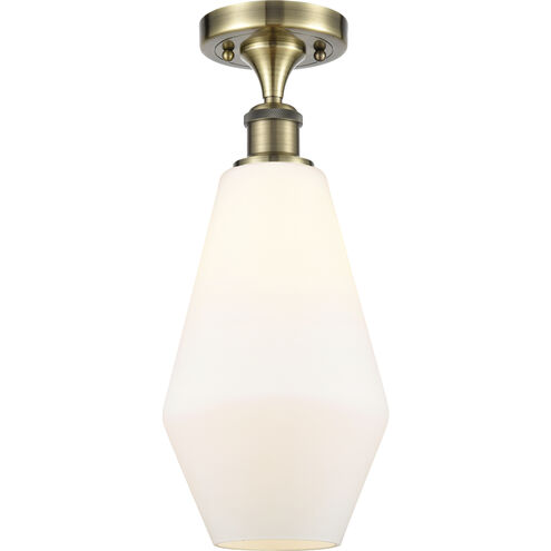 Ballston Cindyrella 1 Light 7 inch Antique Brass Semi-Flush Mount Ceiling Light in Incandescent, Matte White Glass