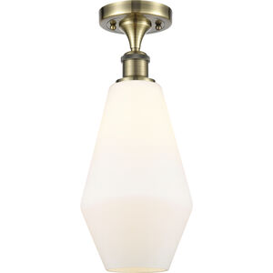 Ballston Cindyrella 1 Light 7 inch Antique Brass Semi-Flush Mount Ceiling Light in Incandescent, Matte White Glass