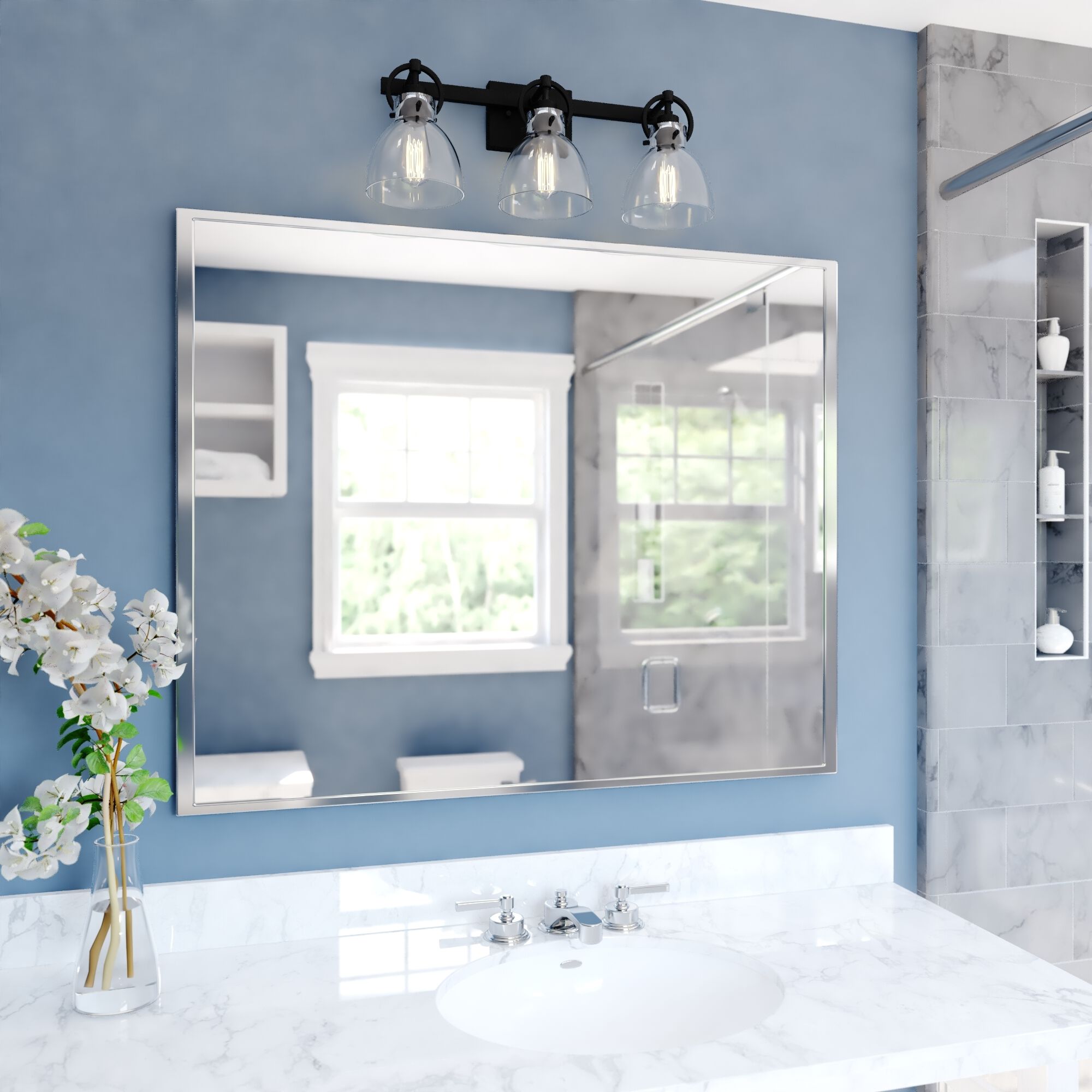 Ogden LED 25.5 inch Matte Black Bathroom Light Wall Light in 3