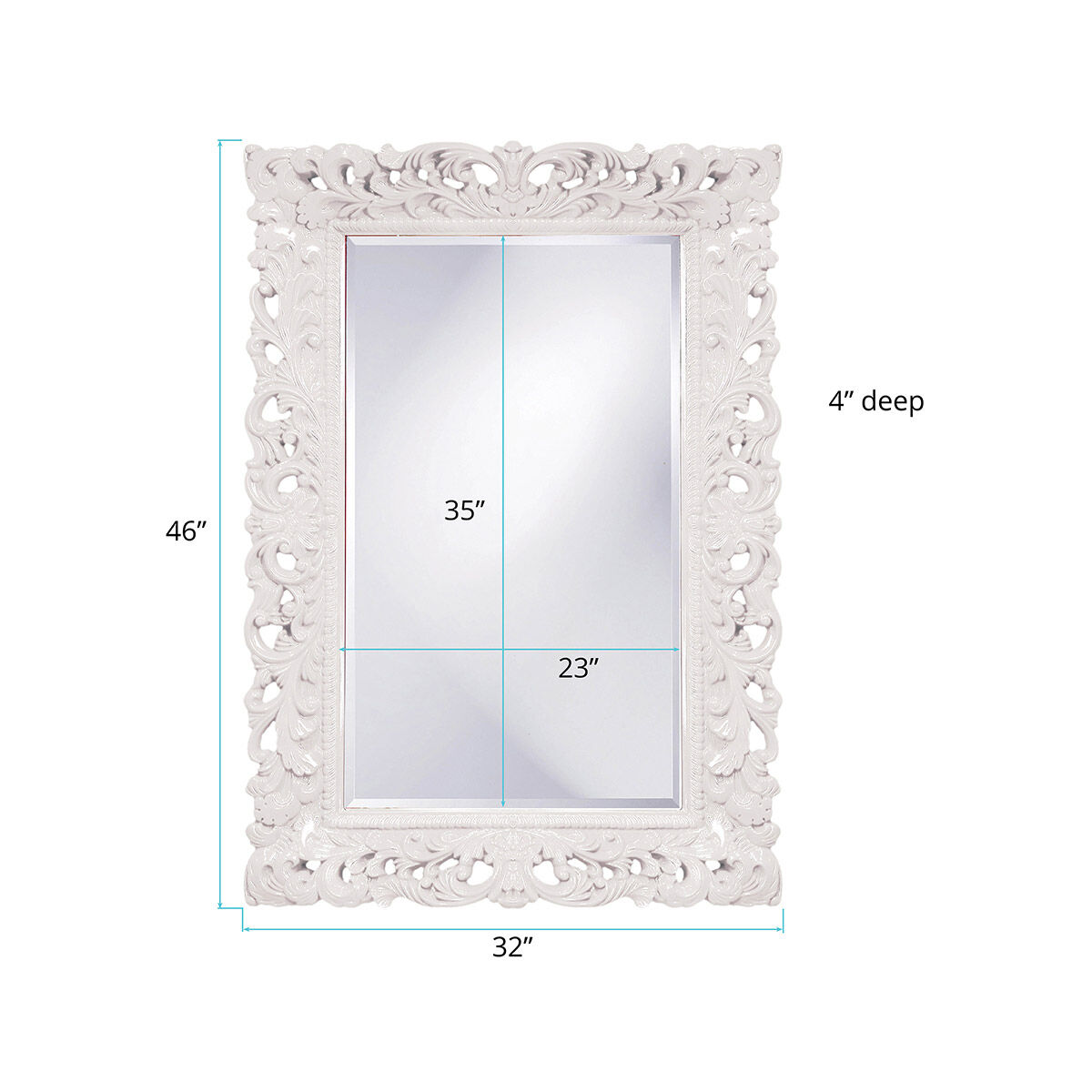 Barcelona 46 X 32 inch Glossy White Wall Mirror