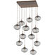 Nova LED LED Burnished Bronze Chandelier Ceiling Light, Square Multi-Pendant