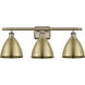 Ballston Dome 3 Light 28 inch Antique Brass Bath Vanity Light Wall Light