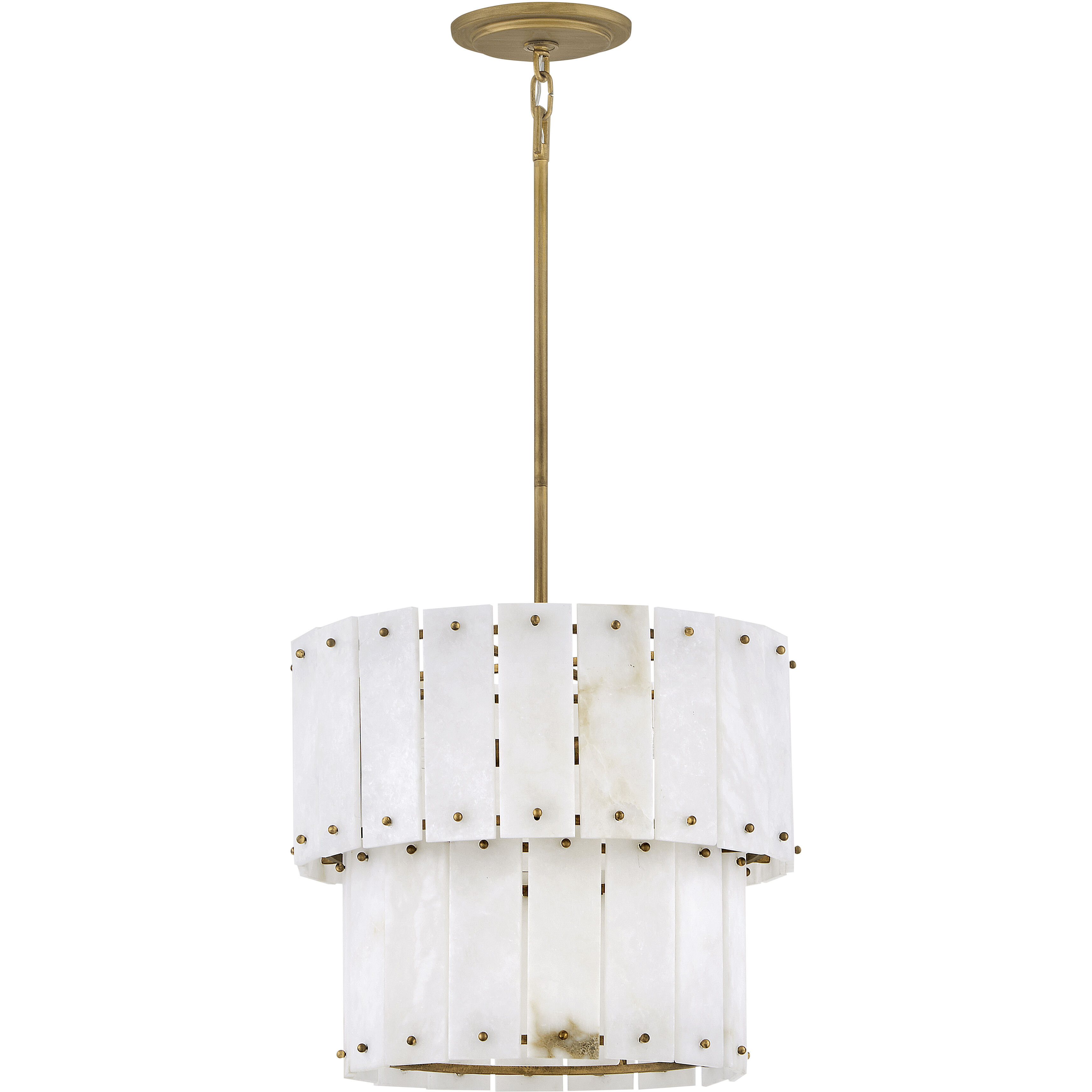 Simone LED 17.5 inch Burnished Gold Foyer Ceiling Light in Alabaster, Semi-flush Mount
