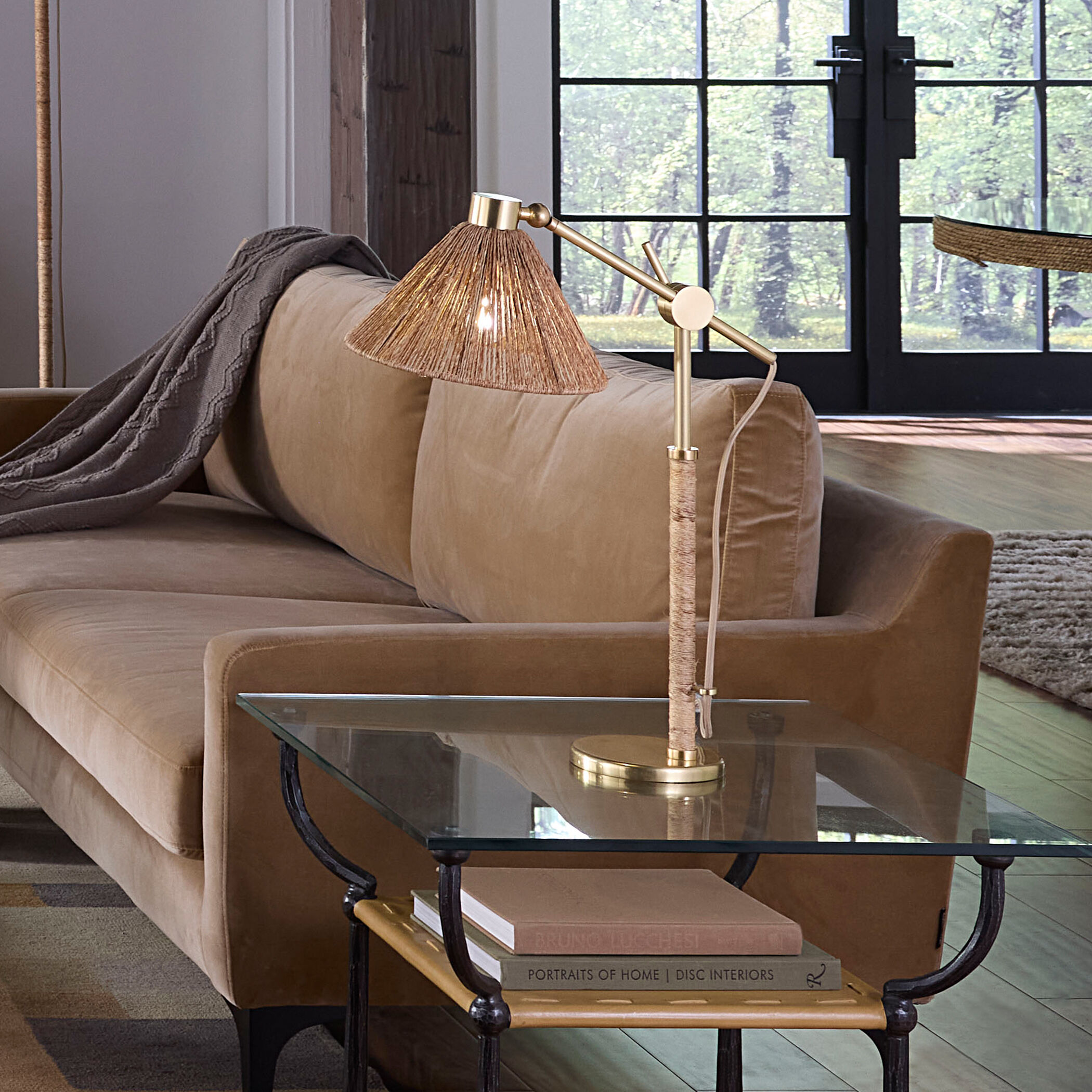 Fitzgerald 20 inch 60 watt Brushed Brass Table Lamp Portable Light, Inline