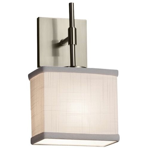 Textile 1 Light 6.5 inch Brushed Nickel ADA Wall Sconce Wall Light in White, Rectangle, Incandescent, Rectangular
