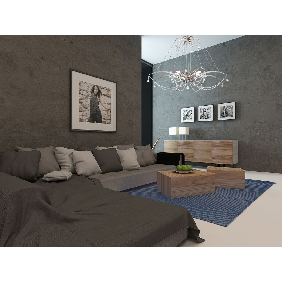 Gambari 8 Light 39 inch Satin Nickel Chandelier Ceiling Light