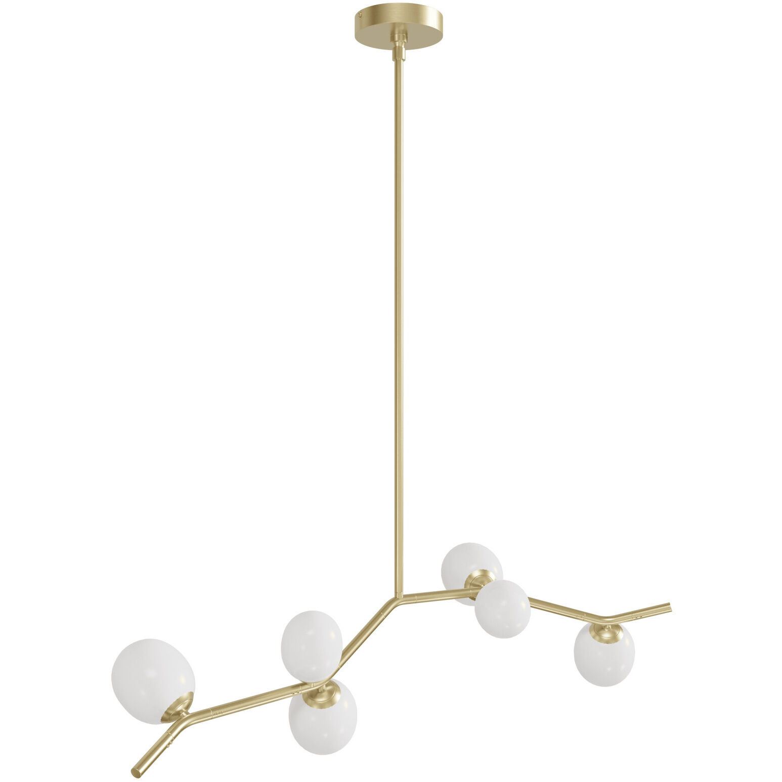 Hampton LED 10 inch Brushed Brass Chandelier Ceiling Light in White Glass