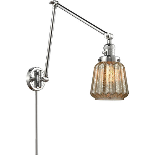 Chatham 30 inch 3.50 watt Polished Chrome Swing Arm Wall Light, Franklin Restoration