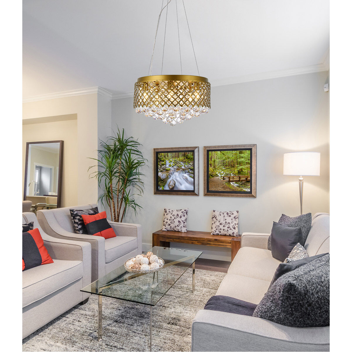 Tully 6 Light 18 inch Brass Pendant Ceiling Light