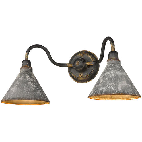 Jasper 2 Light 23 inch Antique Black Iron Bath Vanity Wall Light