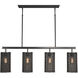 Uptown Mesh 4 Light 43.3 inch Matte Black Linear Pendant Ceiling Light in Exposed Bulb, E26 Incandescent